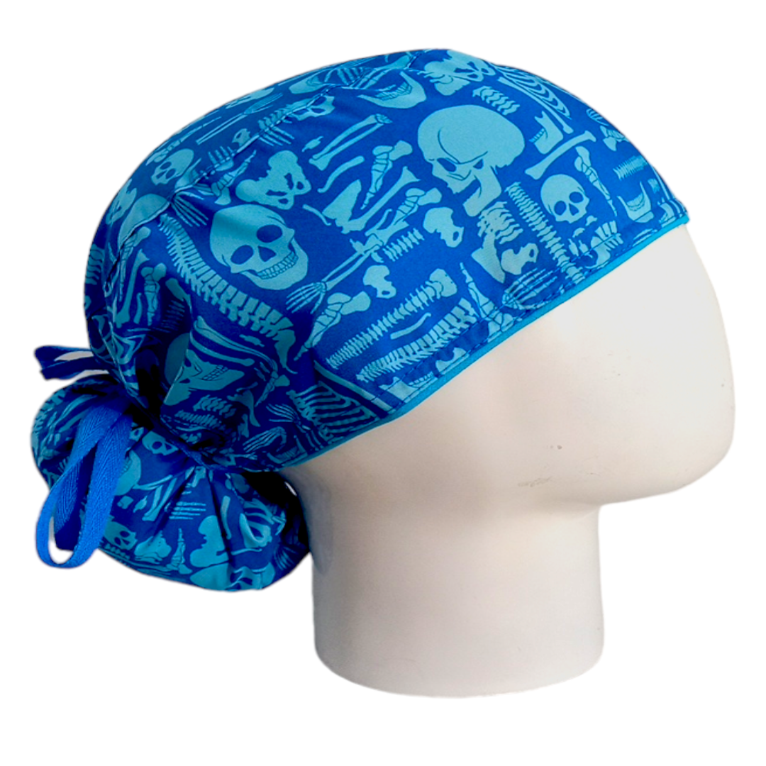 Gorro Quirúrgico Mujer y Portacarnet Radiografía Huesos Azul Claro - gorro antifluido para mujer Doctools - foto 2