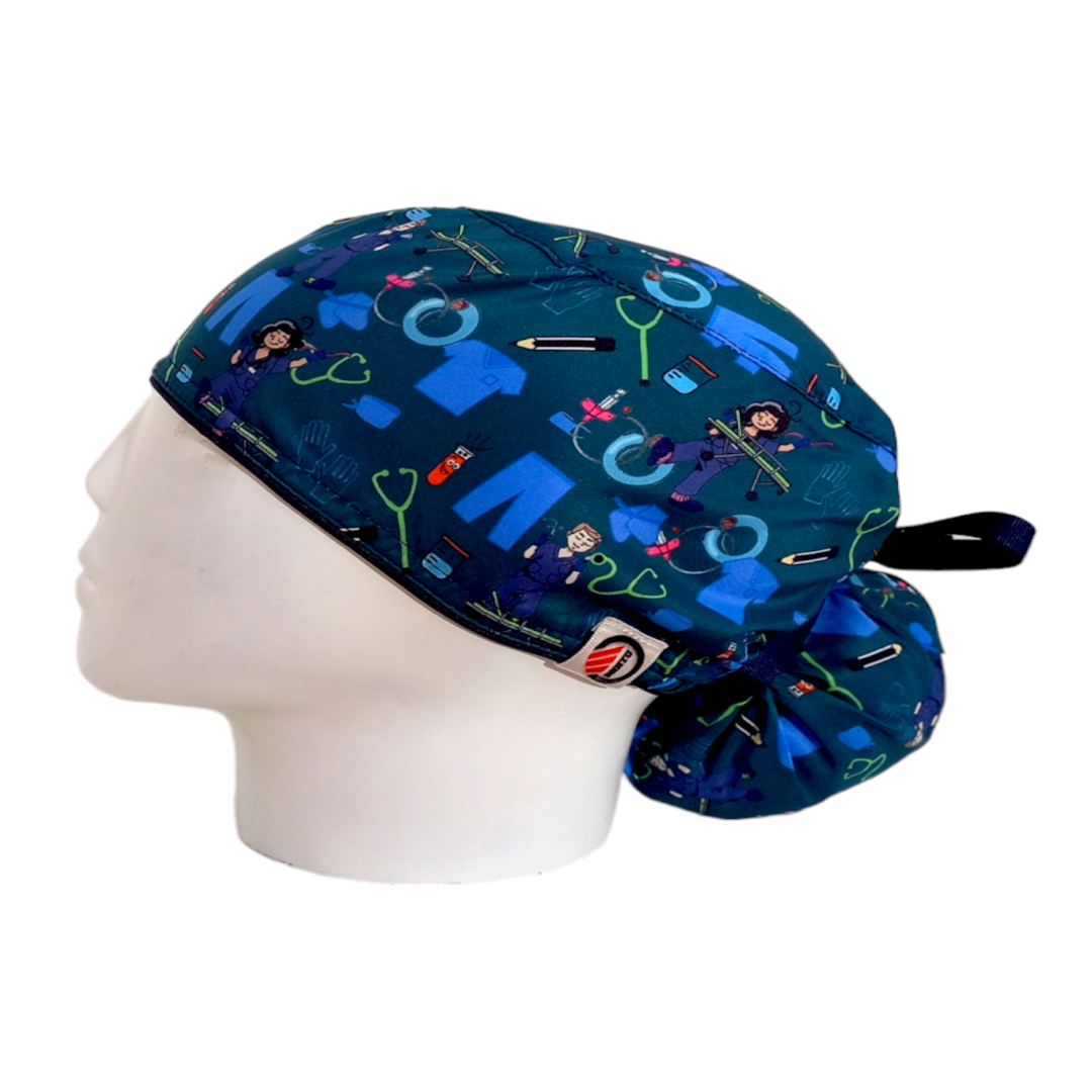 Gorro Quirúrgico Mujer y Portacarnet Quirófano Petróleo Dama - gorro antifluido para mujer Doctools - foto 1
