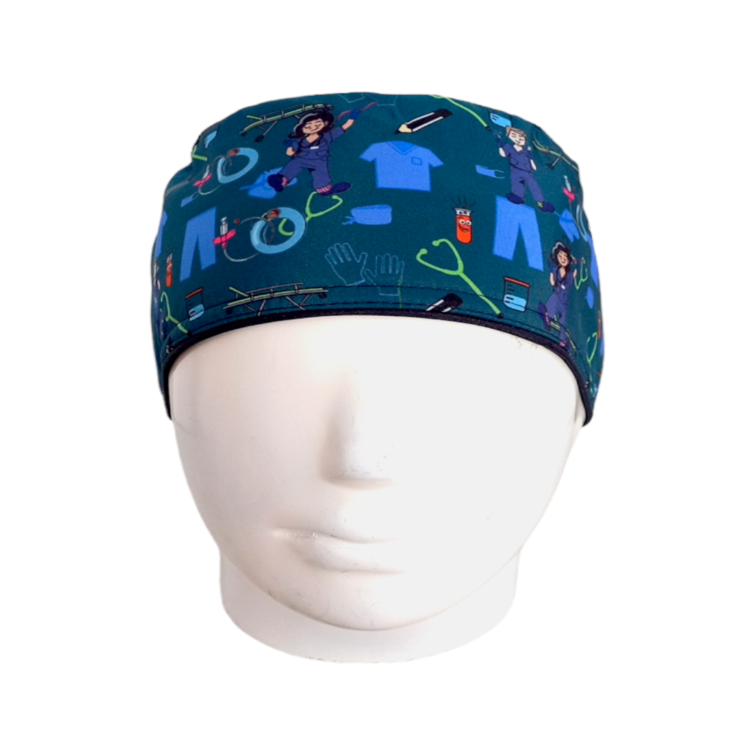 Gorro Quirúrgico Mujer y Portacarnet Quirófano Petróleo Dama - gorro antifluido para mujer Doctools - foto 3