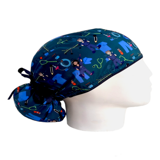 Gorro Quirúrgico Mujer y Portacarnet Quirófano Petróleo Dama - gorro antifluido para mujer Doctools - foto 2