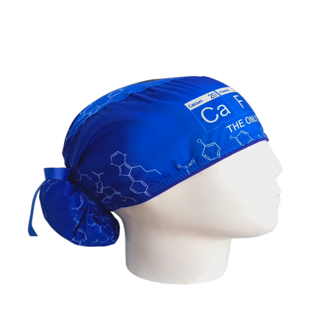 Gorro Quirúrgico Mujer y Portacarnet Cafeína Azul - gorro antifluido para mujer Doctools - foto 2