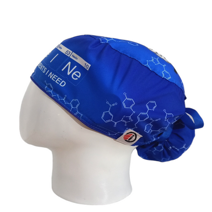 Gorro Quirúrgico Mujer y Portacarnet Cafeína Azul - gorro antifluido para mujer Doctools - foto 1