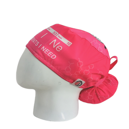 Gorro Quirúrgico Mujer y Portacarnet Cafeína Fucsia - gorro antifluido para mujer Doctools - foto 1