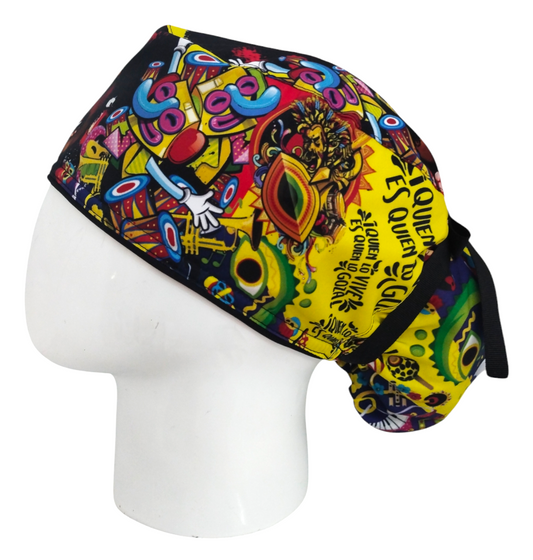 Gorro Quirúrgico Mujer y Portacarnet Carnaval Negrita Puloy Amarillo - gorro antifluido para mujer Doctools - foto 1