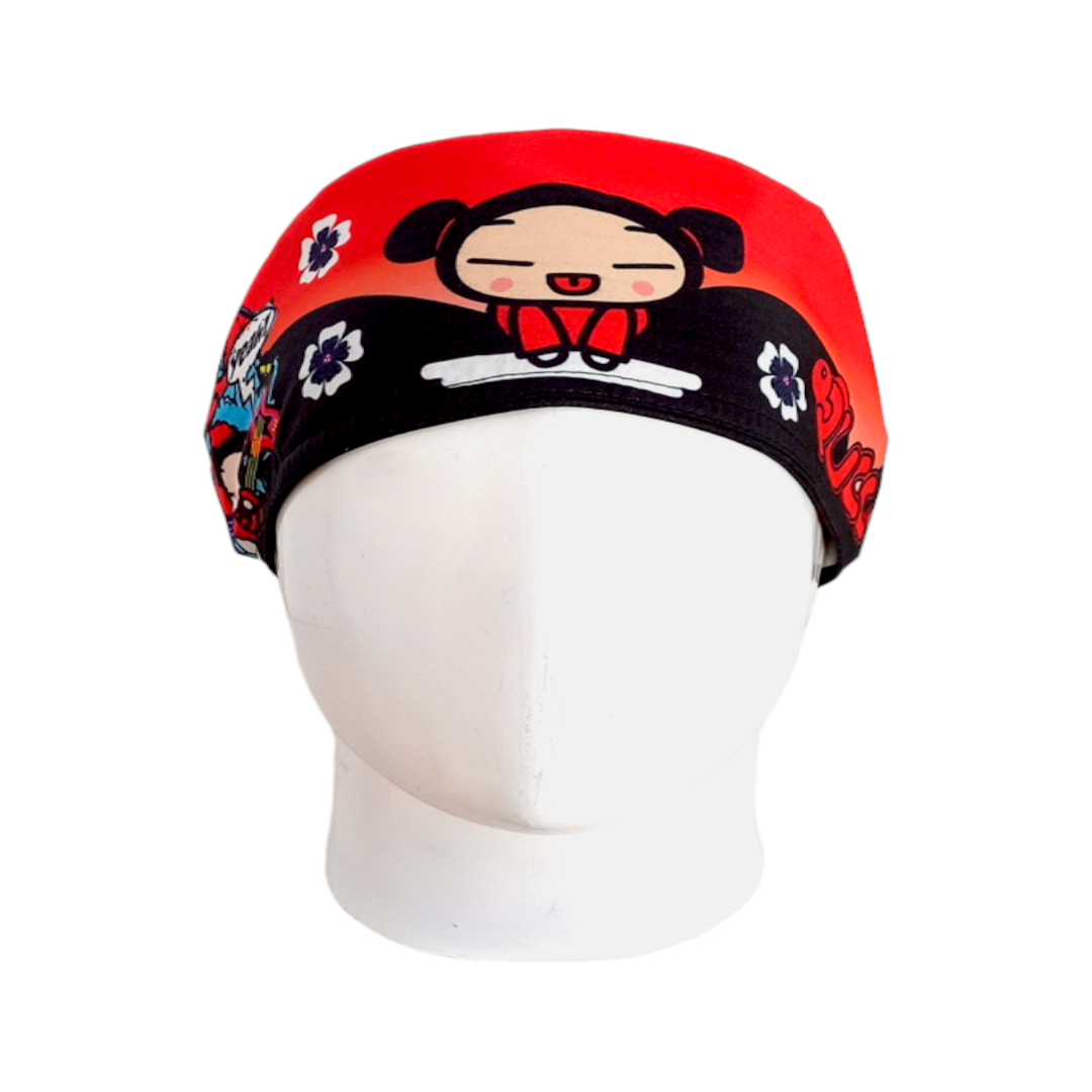 Gorro Quirúrgico Mujer y Portacarnet Pucca Rojo - gorro antifluido para mujer Doctools - foto 3