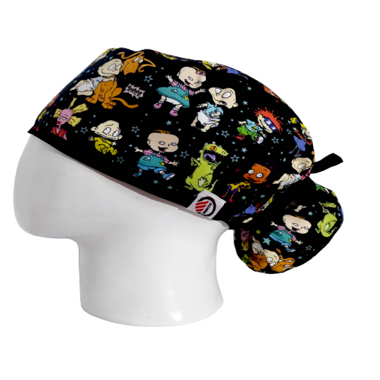Gorro Quirúrgico Mujer y Portacarnet Rugrats Aventuras en Pañales Negro - gorro antifluido para mujer Doctools - foto 1