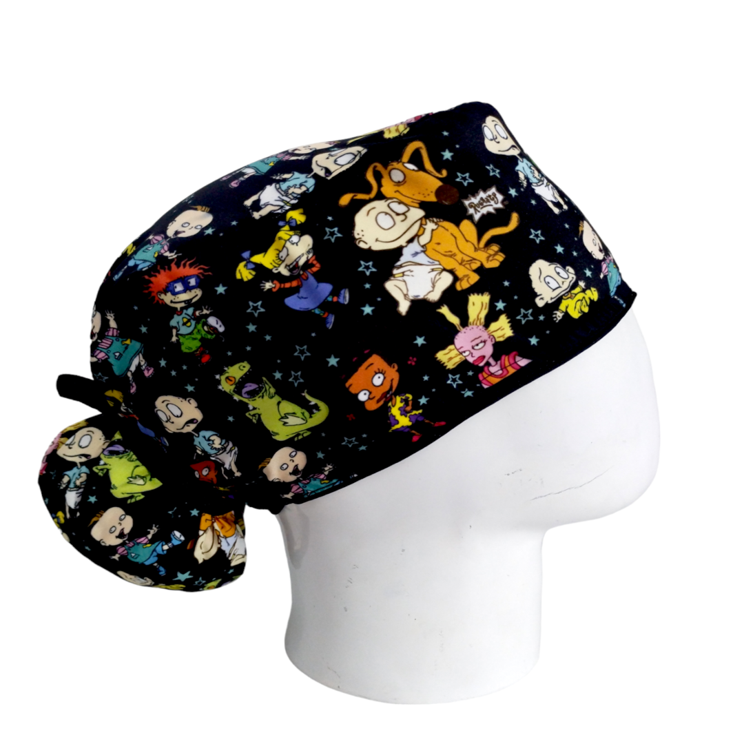 Gorro Quirúrgico Mujer y Portacarnet Rugrats Aventuras en Pañales Negro - gorro antifluido para mujer Doctools - foto 2