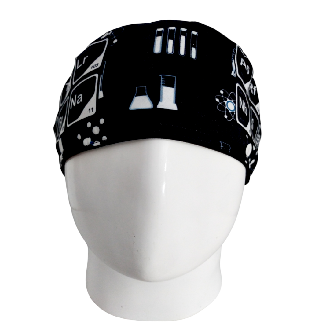 Gorro Quirúrgico Mujer y Portacarnet Tabla Periódica Blanco y Negro - gorro antifluido para mujer Doctools - foto 3