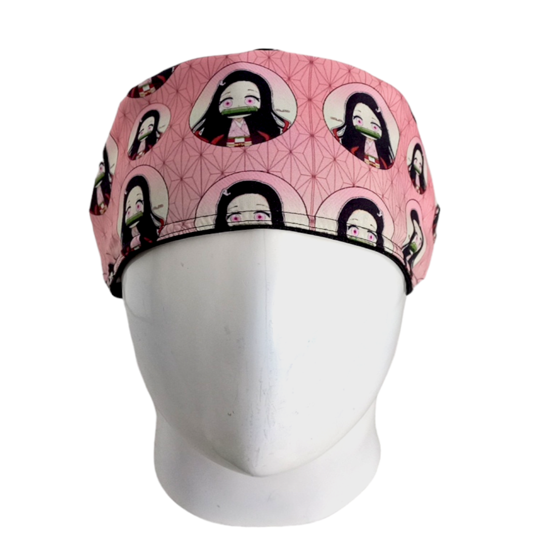 Gorro Quirúrgico Mujer y Portacarnet Nezuko Rosa - gorro antifluido para mujer Doctools - foto 3