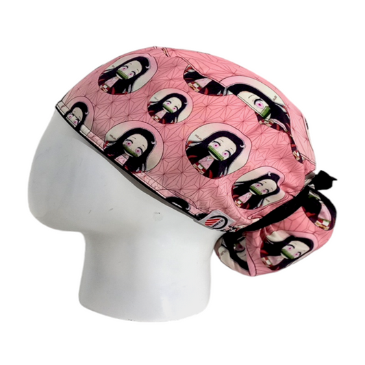 Gorro Quirúrgico Mujer y Portacarnet Nezuko Rosa - gorro antifluido para mujer Doctools - foto 1
