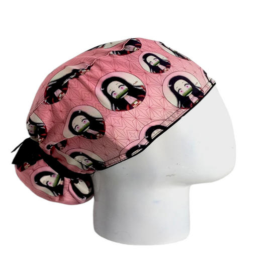 Gorro Quirúrgico Mujer y Portacarnet Nezuko Rosa - gorro antifluido para mujer Doctools - foto 2