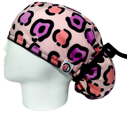 Gorro Quirúrgico Mujer y Portacarnet Animal Print Rosa con Fucsia - gorro antifluido para mujer Doctools - foto 1