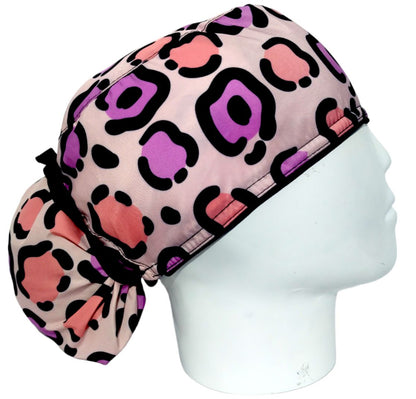Gorro Quirúrgico Mujer y Portacarnet Animal Print Rosa con Fucsia - gorro antifluido para mujer Doctools - foto 2