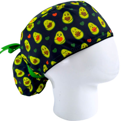 Gorro Quirúrgico Mujer y Portacarnet Aguacates Negro - gorro antifluido para mujer Doctools - foto 2