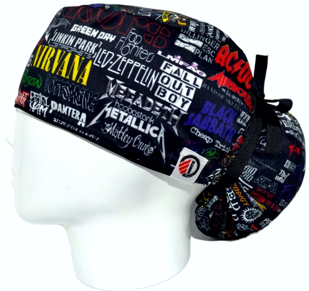 Gorro Quirúrgico Mujer y Portacarnet Bandas de Rock - gorro antifluido para mujer Doctools - foto 1