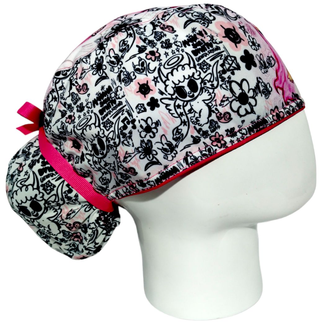 Gorro Quirúrgico Mujer y Portacarnet Bichota Gris - gorro antifluido para mujer Doctools - foto 2
