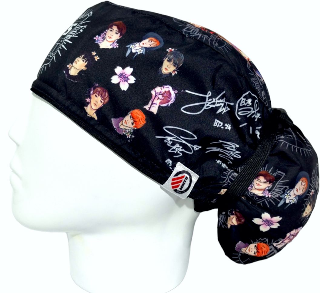 Gorro Quirúrgico Mujer y Portacarnet BTS Negro - gorro antifluido para mujer Doctools - foto 1