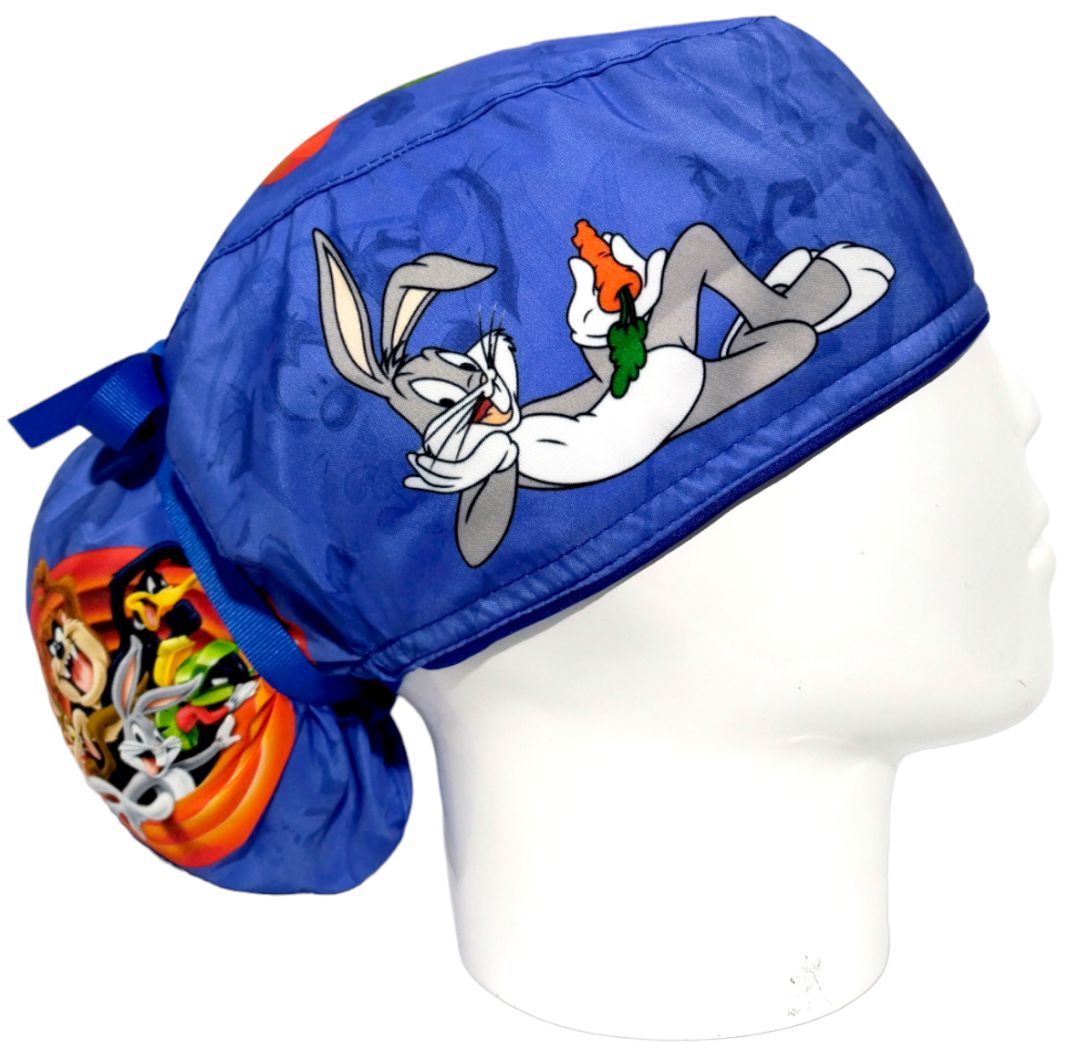 Gorro Quirúrgico Mujer y Portacarnet Bugs Bunny Azul - gorro antifluido para mujer Doctools - foto 2
