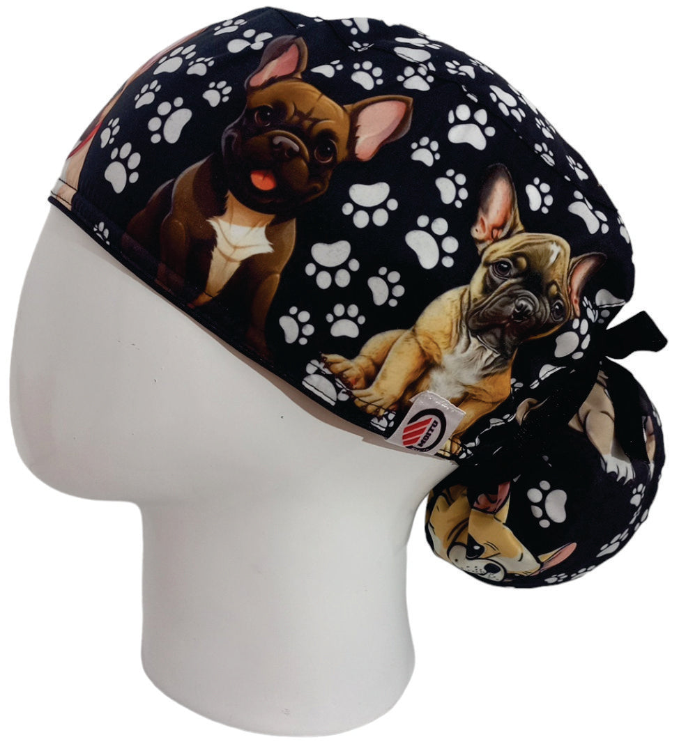 Gorro Quirúrgico Mujer y Portacarnet Bulldog Negro - gorro antifluido para mujer Doctools - foto 1