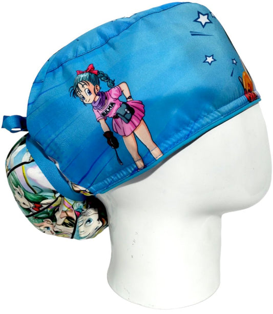 Gorro Quirúrgico Mujer y Portacarnet Bulma Azul - gorro antifluido para mujer Doctools - foto 2