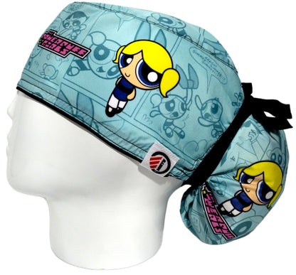 Gorro Quirúrgico Mujer y Portacarnet Burbuja Chicas Superpoderosas Azul - gorro antifluido para mujer Doctools - foto 1
