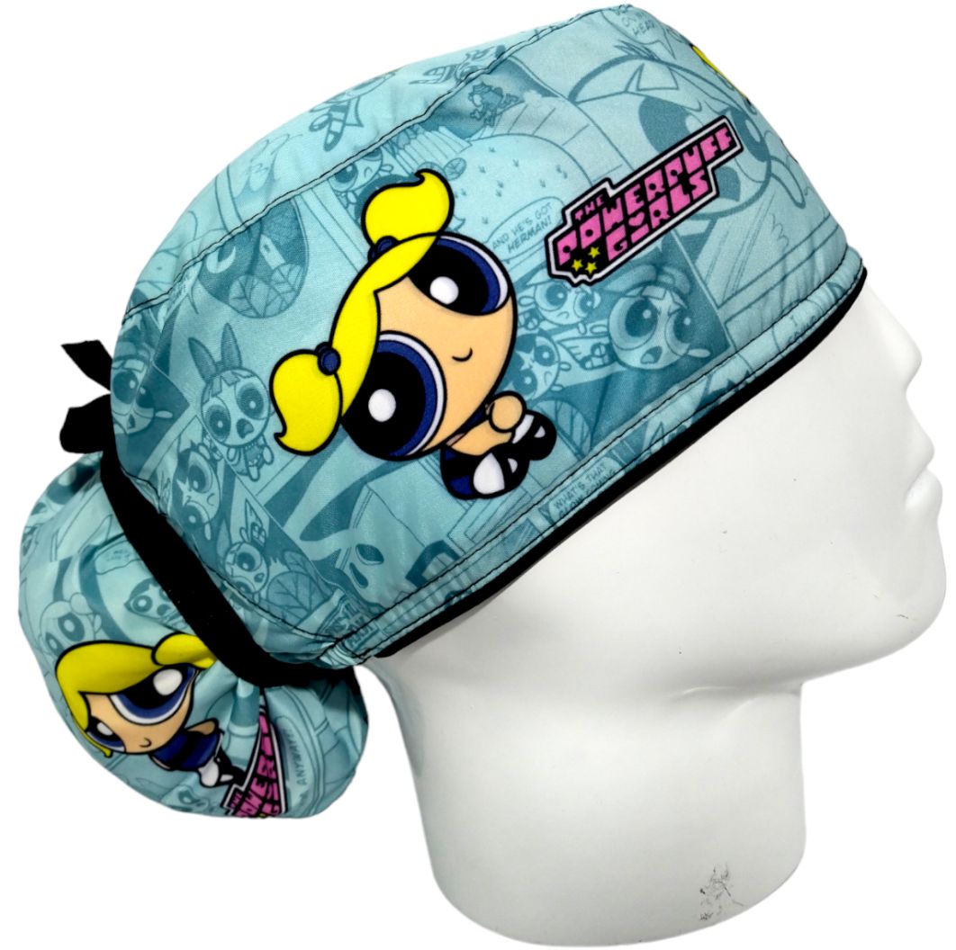 Gorro Quirúrgico Mujer y Portacarnet Burbuja Chicas Superpoderosas Azul - gorro antifluido para mujer Doctools - foto 2