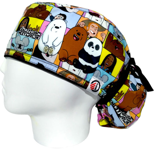 Gorro Quirúrgico Mujer y Portacarnet Bears Cuadros - gorro antifluido para mujer Doctools - foto 1