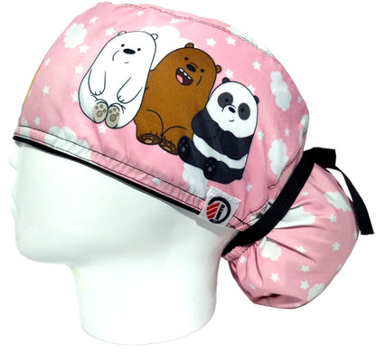 Gorro Quirúrgico Mujer y Portacarnet Bears Pink - gorro antifluido para mujer Doctools - foto 1