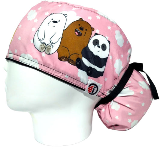 Gorro Quirúrgico Mujer y Portacarnet Bears Pink - gorro antifluido para mujer Doctools - foto 1