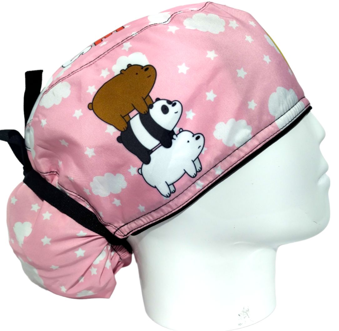 Gorro Quirúrgico Mujer y Portacarnet Bears Pink - gorro antifluido para mujer Doctools - foto 2