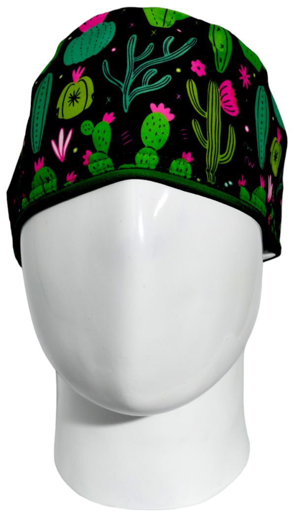Gorro Quirúrgico Mujer y Portacarnet Cactus Negro - gorro antifluido para mujer Doctools - foto 3