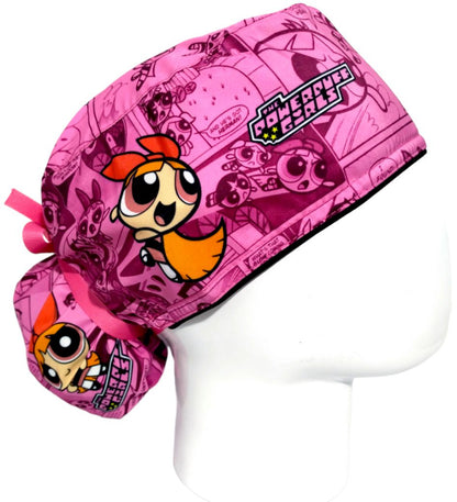 Gorro Quirúrgico Mujer y Portacarnet Bombón Chicas Superpoderosas Fucsia - gorro antifluido para mujer Doctools - foto 2