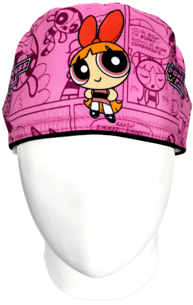 Gorro Quirúrgico Mujer y Portacarnet Bombón Chicas Superpoderosas Fucsia - gorro antifluido para mujer Doctools - foto 3