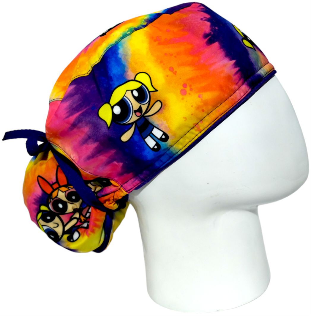 Gorro Quirúrgico Mujer y Portacarnet Chicas Superpoderosas Tie Dye - gorro antifluido para mujer Doctools - foto 2