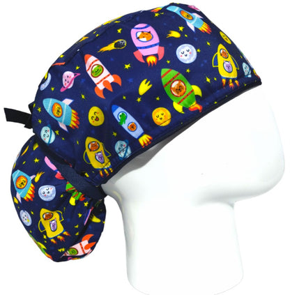 Gorro Quirúrgico Mujer y Portacarnet Cohetes y Animales - gorro antifluido para mujer Doctools - foto 2