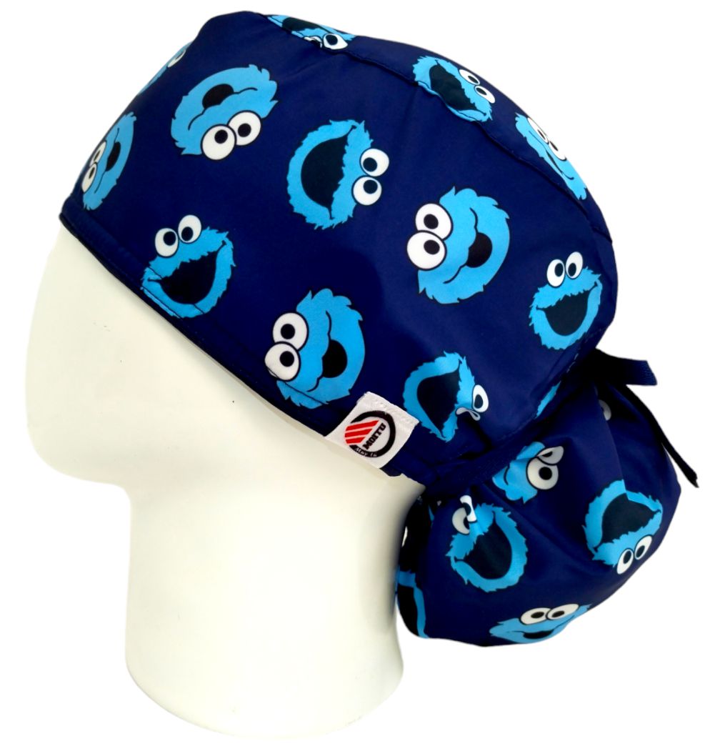 Gorro Quirúrgico Mujer y Portacarnet Come Galletas Caritas Azul - gorro antifluido para mujer Doctools - foto 1