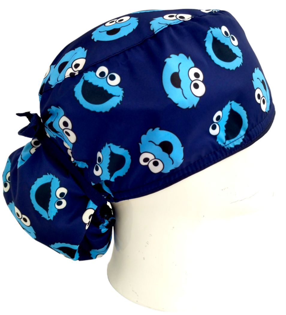 Gorro Quirúrgico Mujer y Portacarnet Come Galletas Caritas Azul - gorro antifluido para mujer Doctools - foto 2
