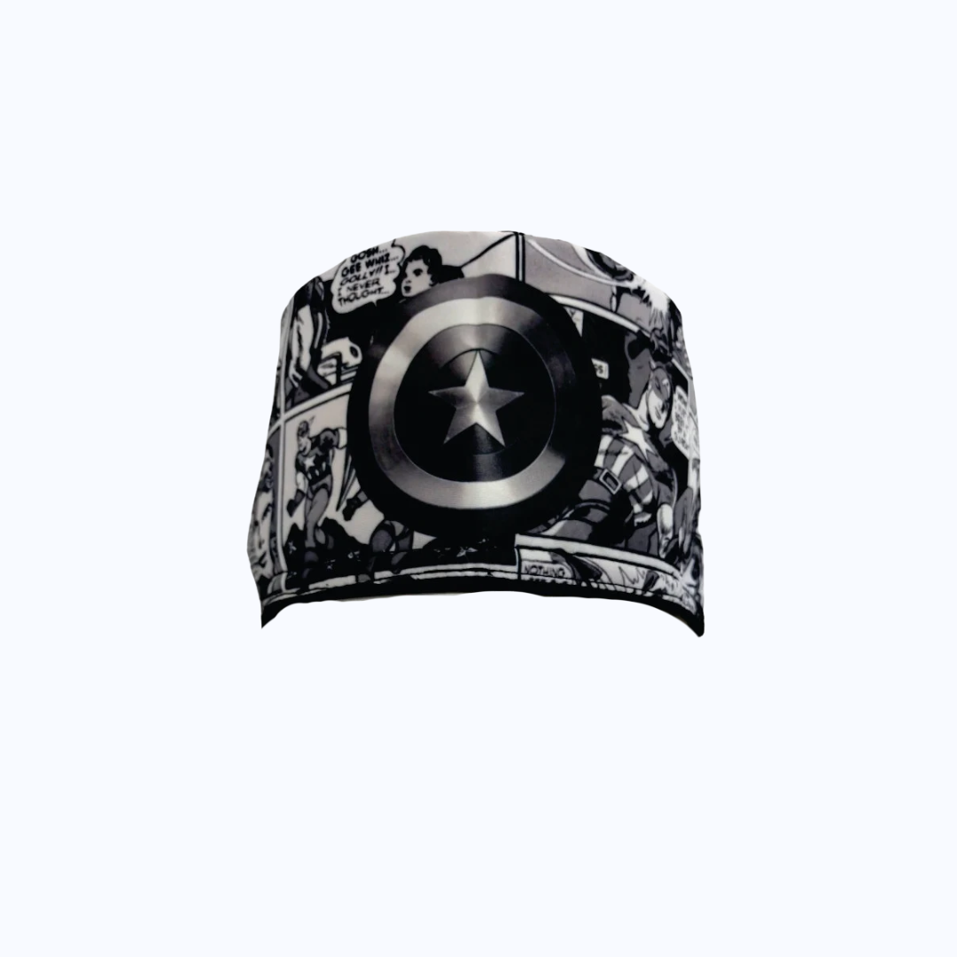 Gorro Quirúrgico Hombre y Portacarnet Capitán América Escudo