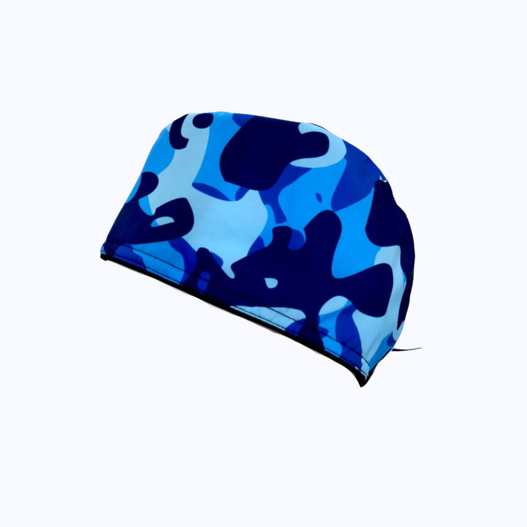 Gorro Quirúrgico Hombre y Portacarnet Camuflado Militar Azul