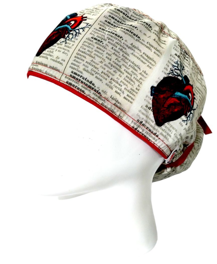 Gorro Quirúrgico Mujer y Portacarnet Corazón Periódico - gorro antifluido para mujer Doctools - foto 1