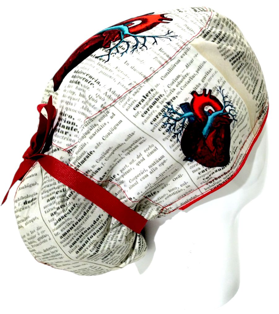 Gorro Quirúrgico Mujer y Portacarnet Corazón Periódico - gorro antifluido para mujer Doctools - foto 2