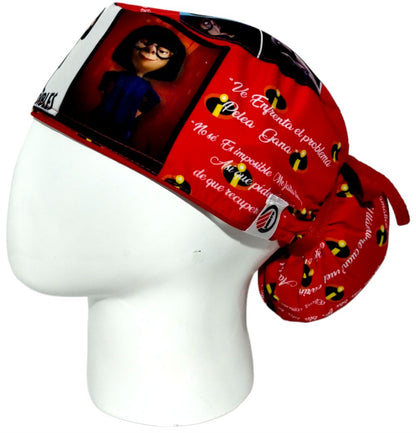 Gorro Quirúrgico Mujer y Portacarnet Edna Moda Rojo - gorro antifluido para mujer Doctools - foto 1