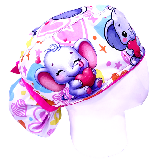 Gorro Quirúrgico Mujer y Portacarnet Elefantes Cute - gorro antifluido para mujer Doctools - foto 2