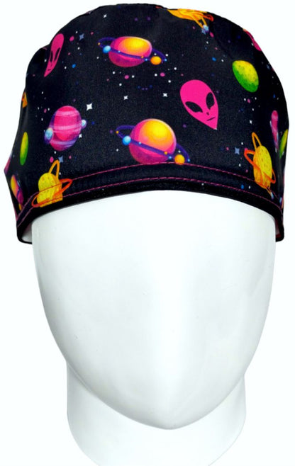 Gorro Quirúrgico Mujer y Portacarnet Galaxia Fucsia - gorro antifluido para mujer Doctools - foto 3