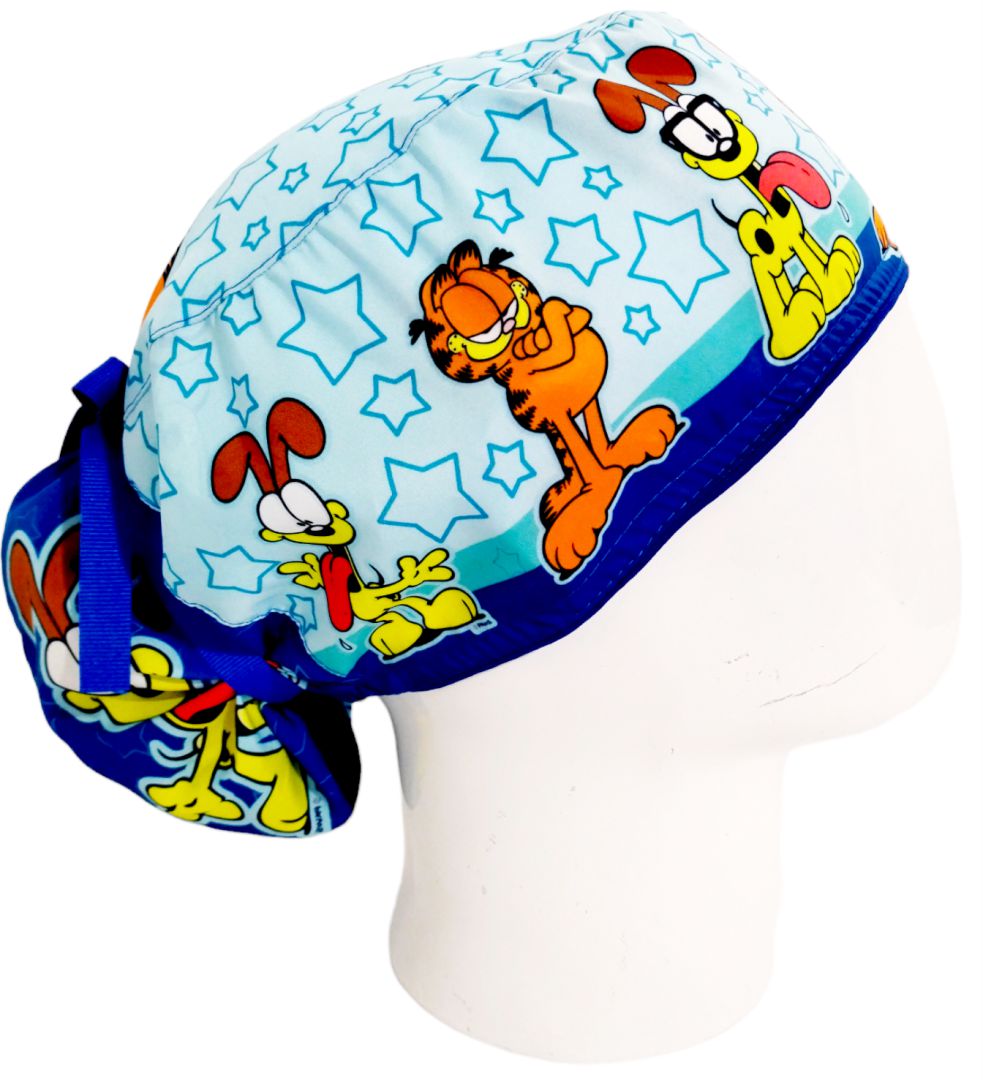 Gorro Quirúrgico Mujer y Portacarnet Garfield Azul - gorro antifluido para mujer Doctools - foto 2