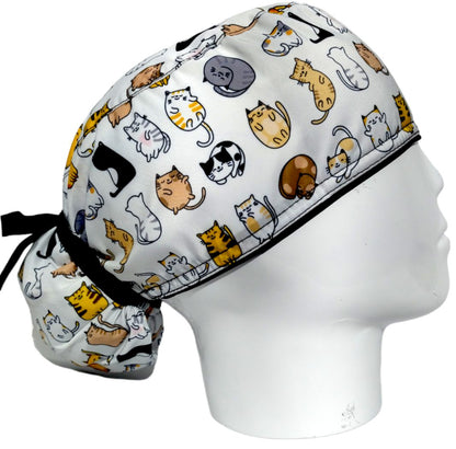 Gorro Quirúrgico Mujer y Portacarnet Gaticos Blanco - gorro antifluido para mujer Doctools - foto 2