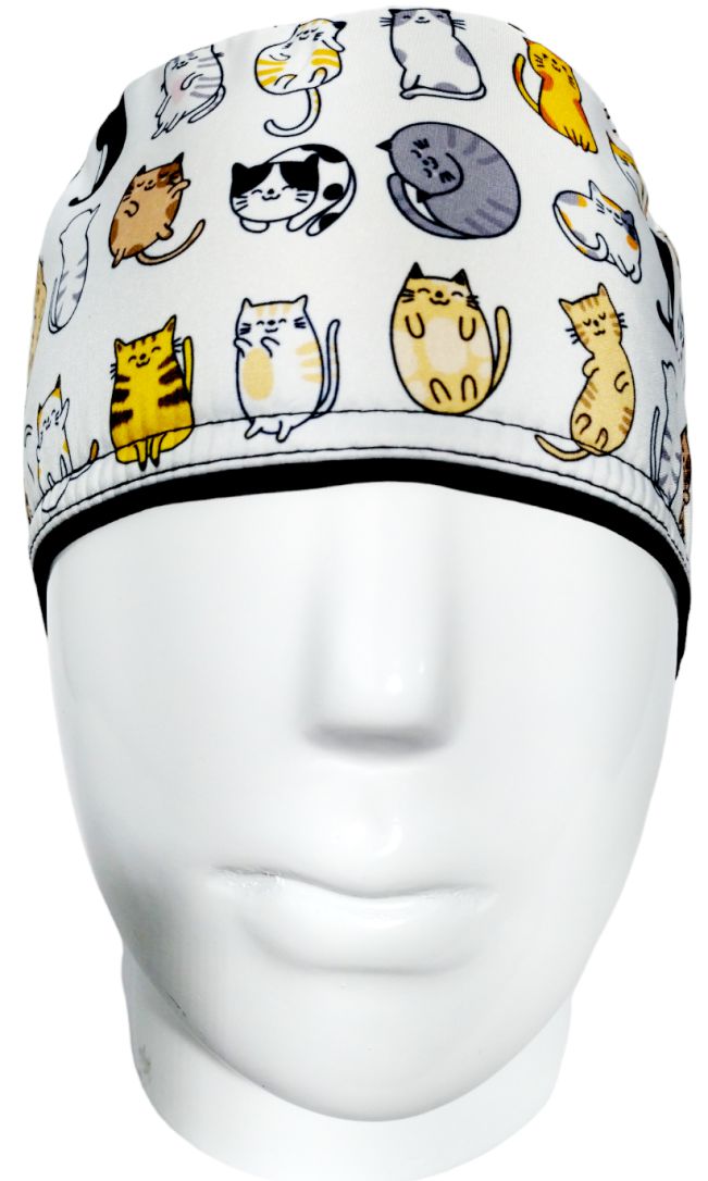 Gorro Quirúrgico Mujer y Portacarnet Gaticos Blanco - gorro antifluido para mujer Doctools - foto 3