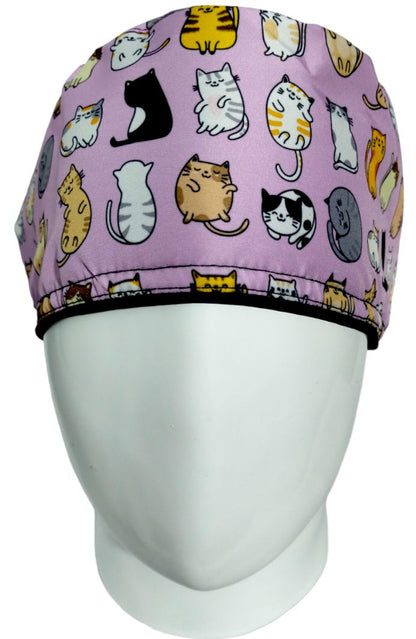 Gorro Quirúrgico Mujer y Portacarnet Gaticos Lila - gorro antifluido para mujer Doctools - foto 3