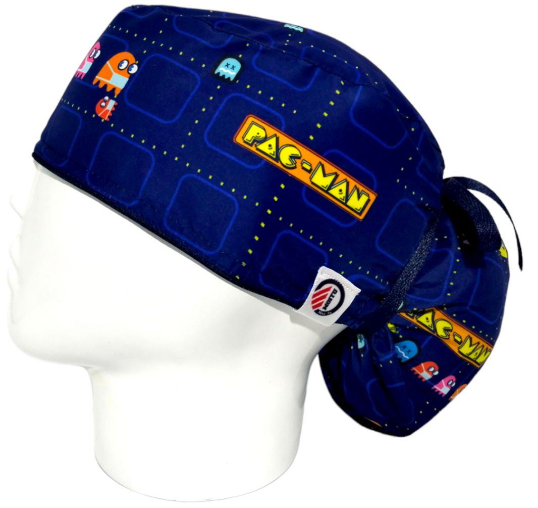 Gorro Quirúrgico Mujer y Portacarnet Pac-Man Azul - gorro antifluido para mujer Doctools - foto 1
