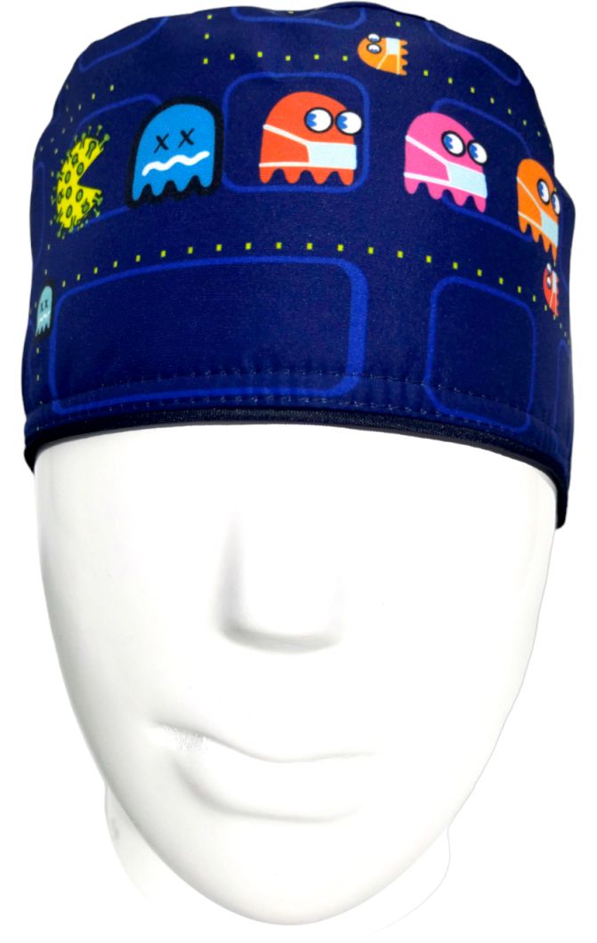 Gorro Quirúrgico Mujer y Portacarnet Pac-Man Azul - gorro antifluido para mujer Doctools - foto 3